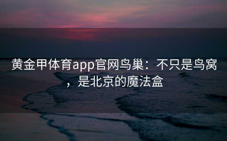 黄金甲体育app官网鸟巢：不只是鸟窝，是北京的魔法盒