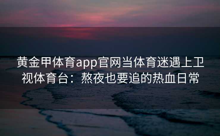黄金甲体育app官网当体育迷遇上卫视体育台：熬夜也要追的热血日常