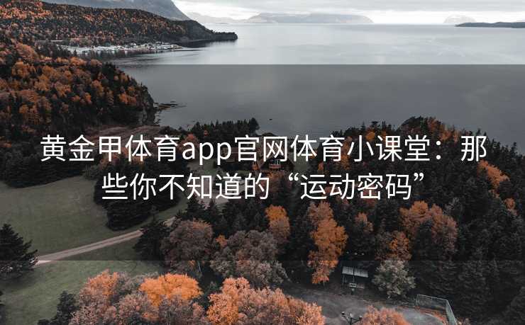 黄金甲体育app官网体育小课堂：那些你不知道的“运动密码”