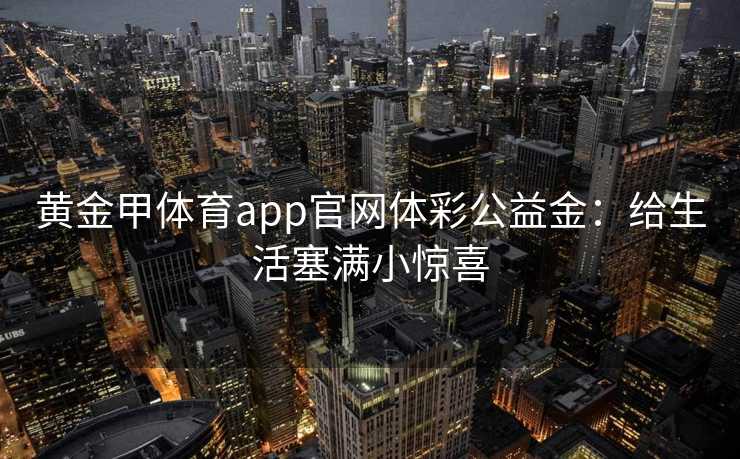 黄金甲体育app官网体彩公益金：给生活塞满小惊喜