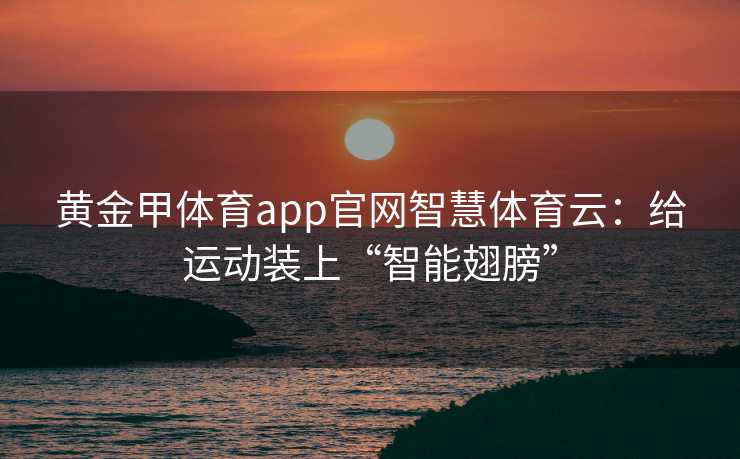 黄金甲体育app官网智慧体育云：给运动装上“智能翅膀”
