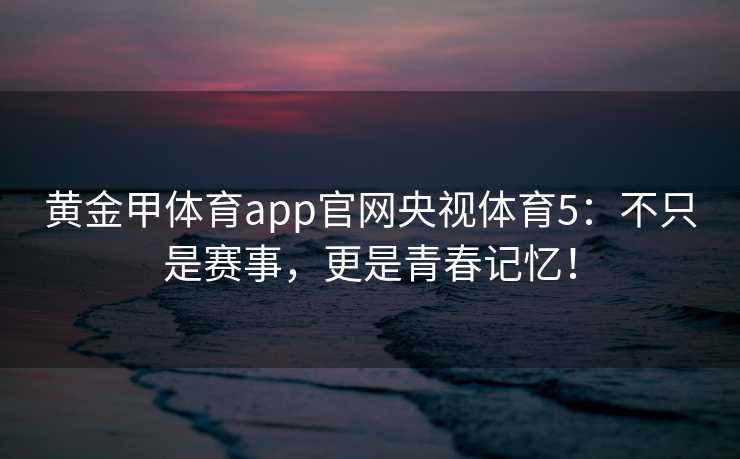 黄金甲体育app官网央视体育5：不只是赛事，更是青春记忆！