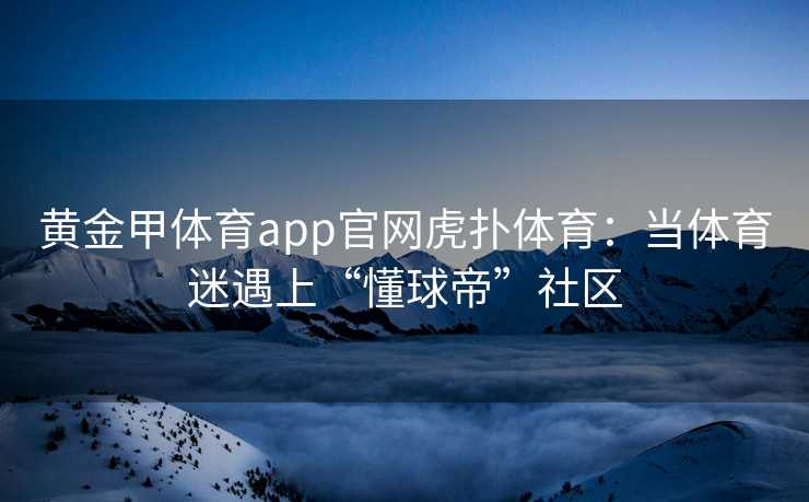 黄金甲体育app官网虎扑体育：当体育迷遇上“懂球帝”社区