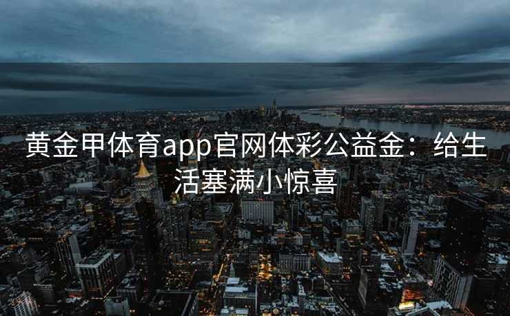 黄金甲体育app官网体彩公益金：给生活塞满小惊喜