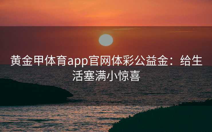黄金甲体育app官网体彩公益金：给生活塞满小惊喜